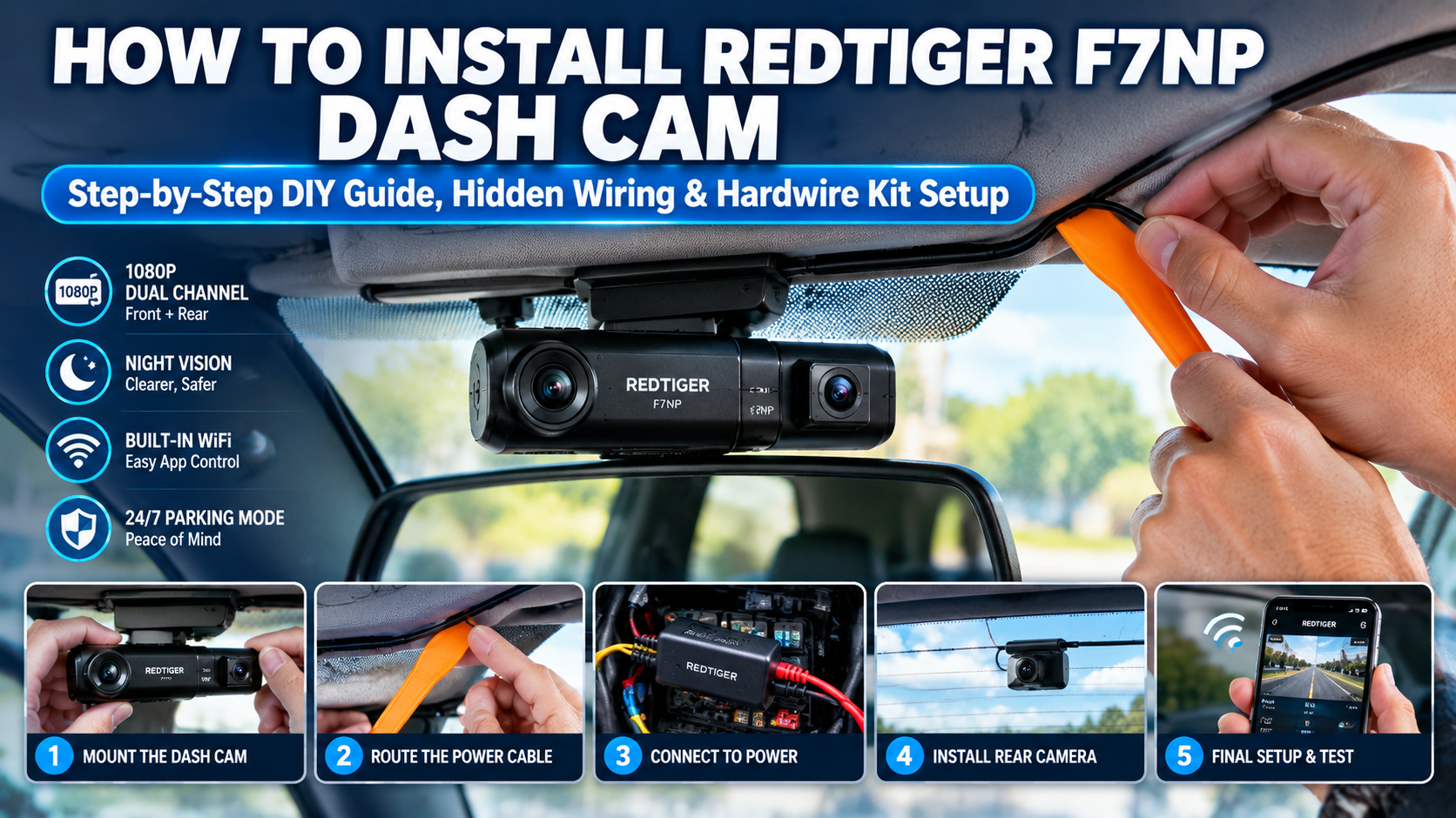 How To Install Red Tiger F7np Dash Cam