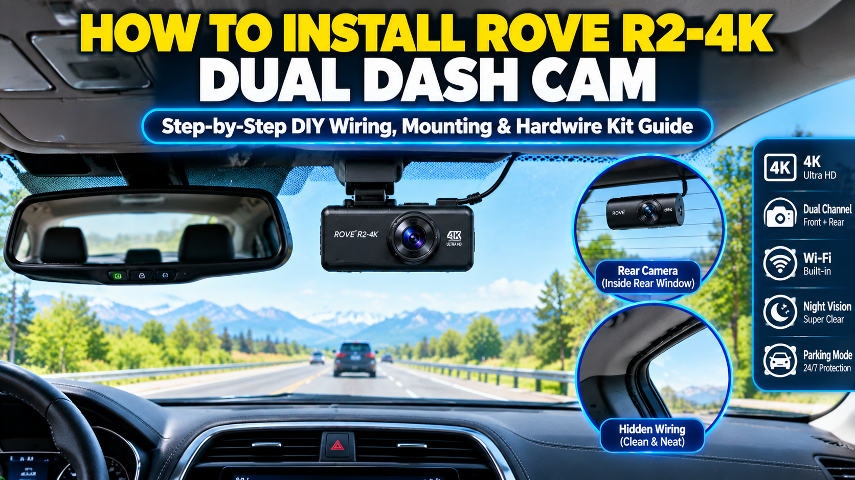 How To Install Rove R2-4K Dual Dash Cam